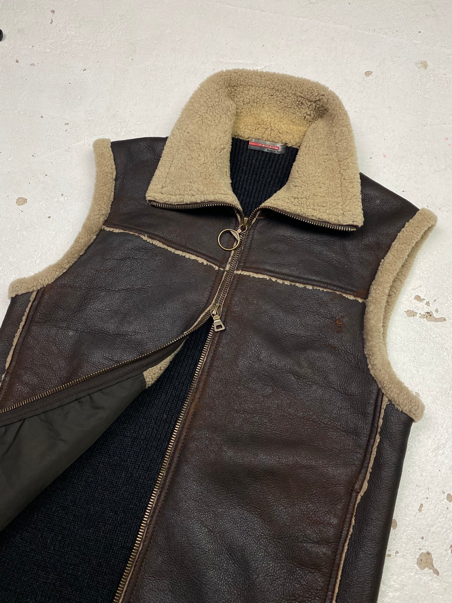 Prada Sport Shearling Leather Vest