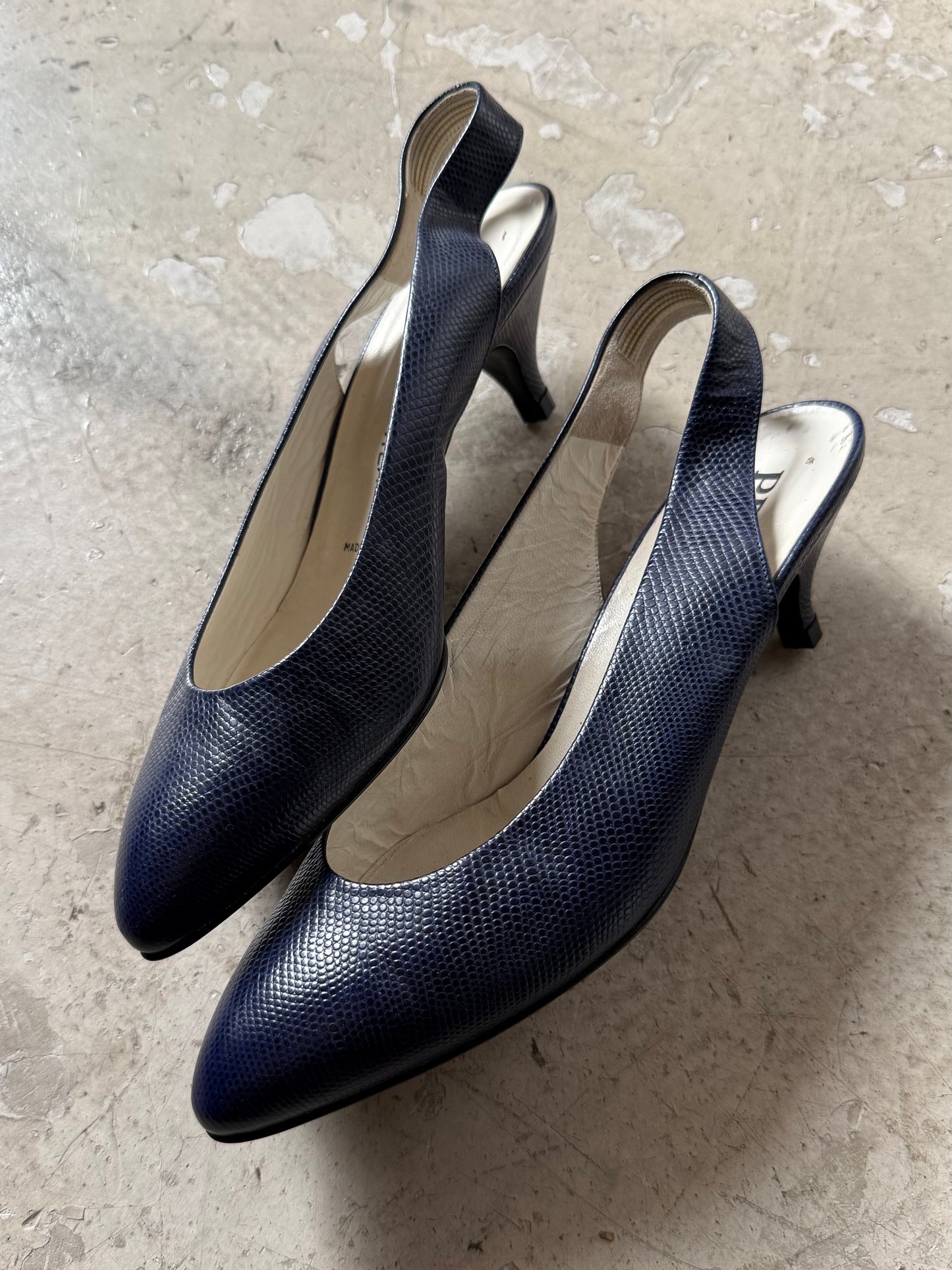 Prada Lizard Leather Slingback Heels