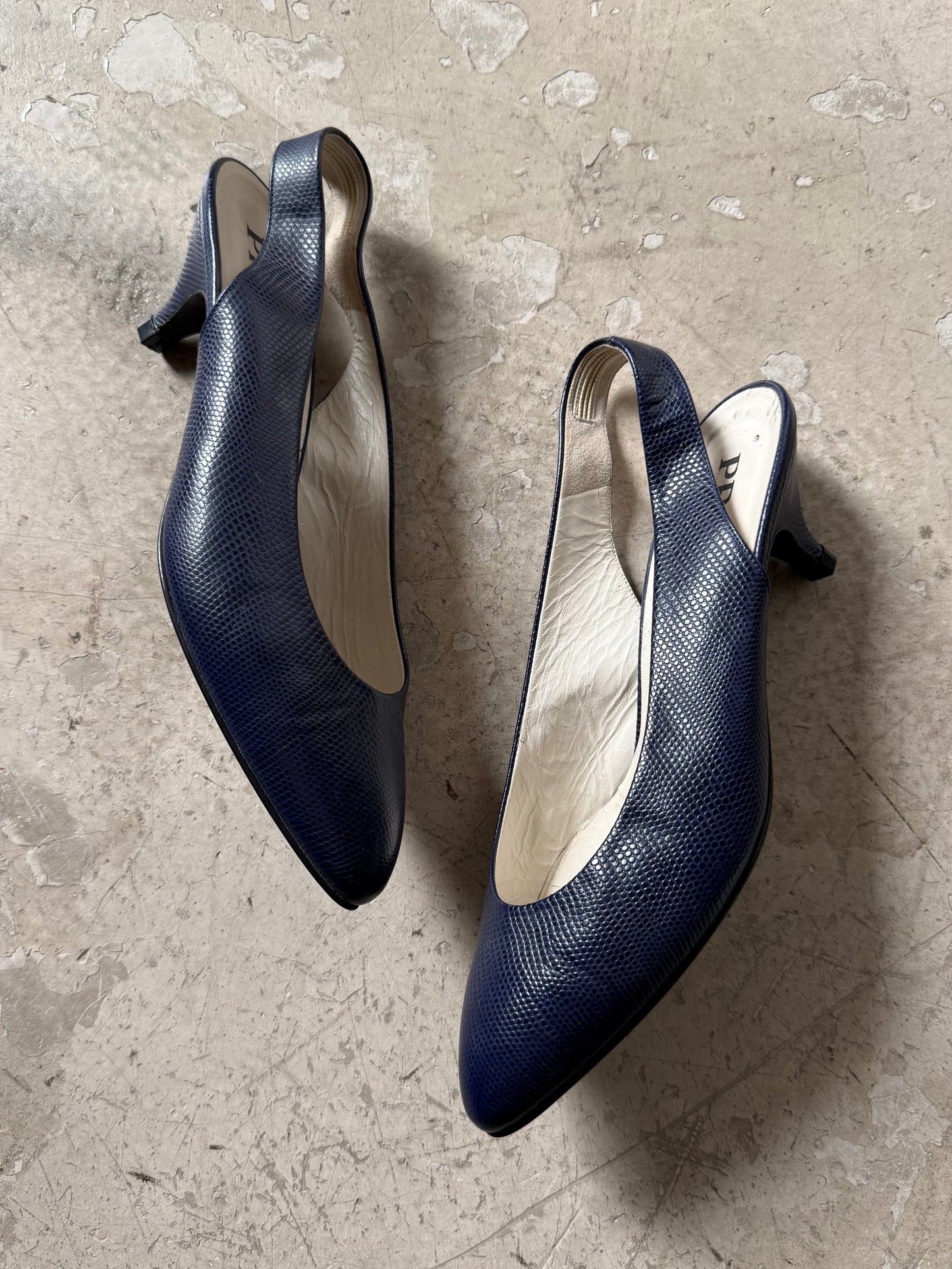 Prada Lizard Leather Slingback Heels