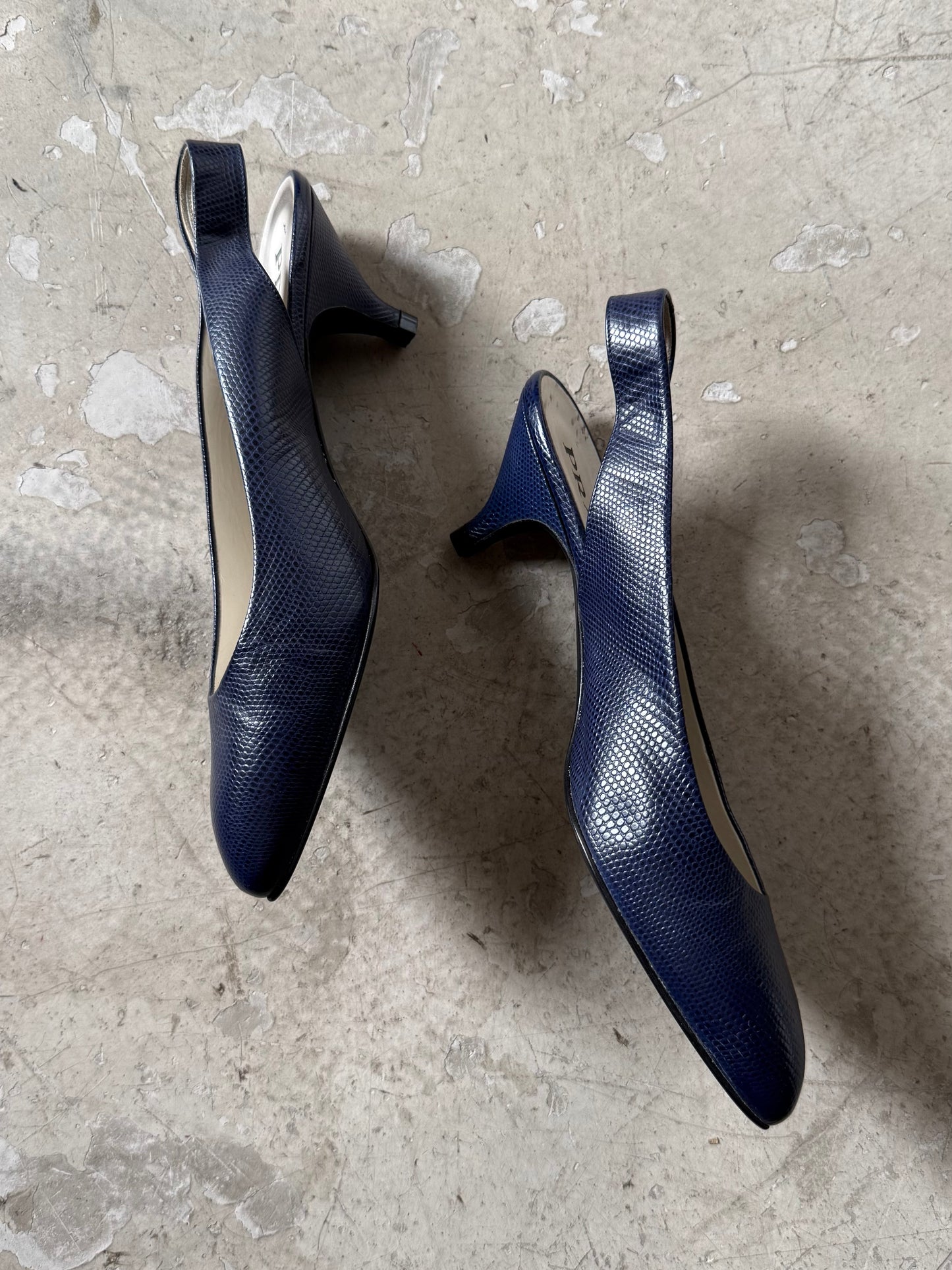 Prada Lizard Leather Slingback Heels