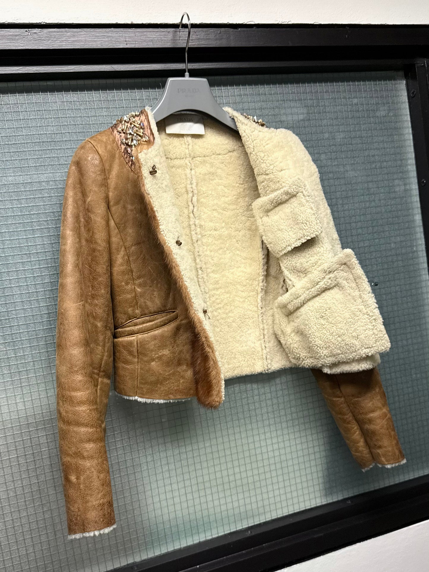 FW 04 Prada Embellished Leather Jacket