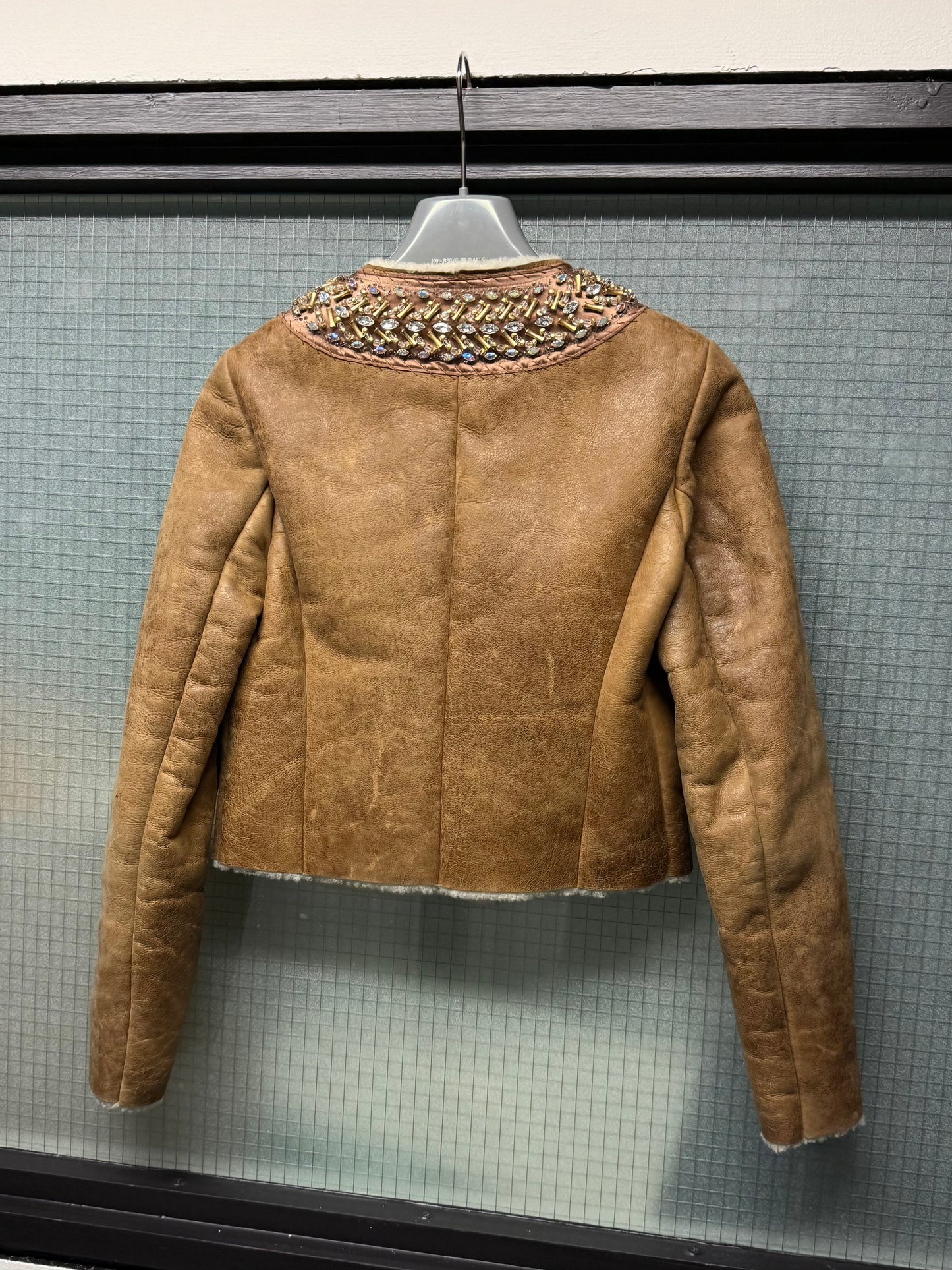 FW 04 Prada Embellished Leather Jacket