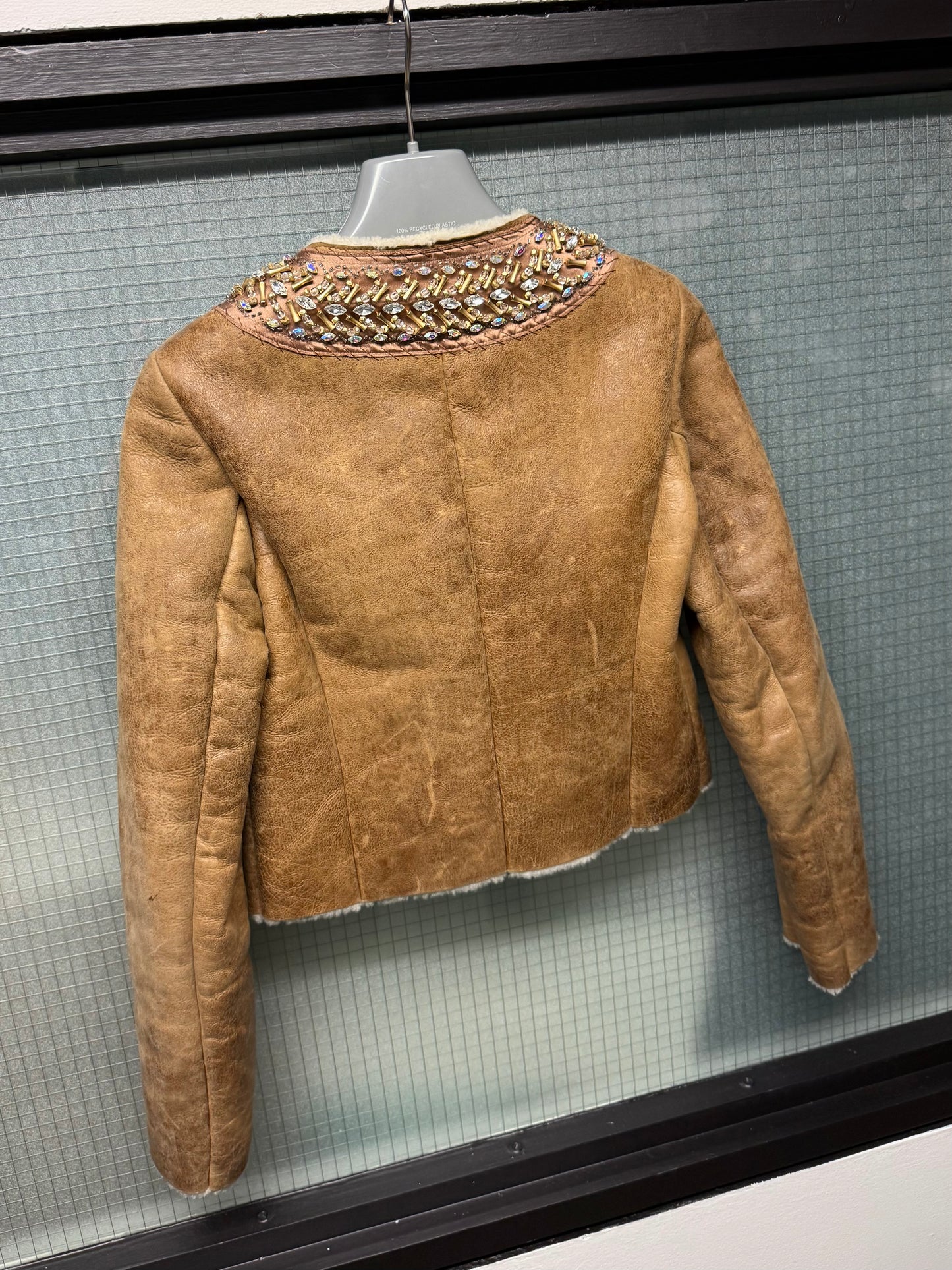 FW 04 Prada Embellished Leather Jacket