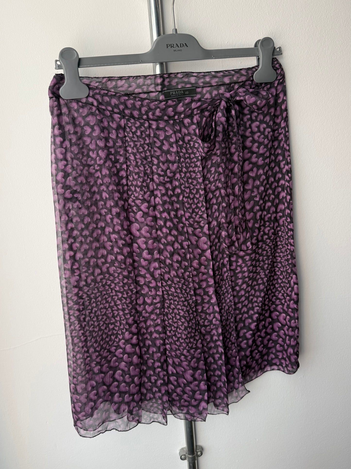 SS 00 Prada Silk Hearts Wrap Skirt