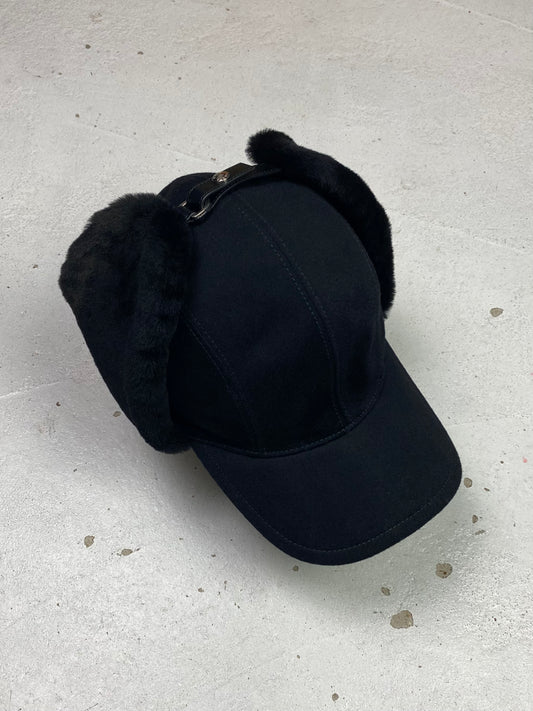 Prada Fur Lined Wool Trapper Cap