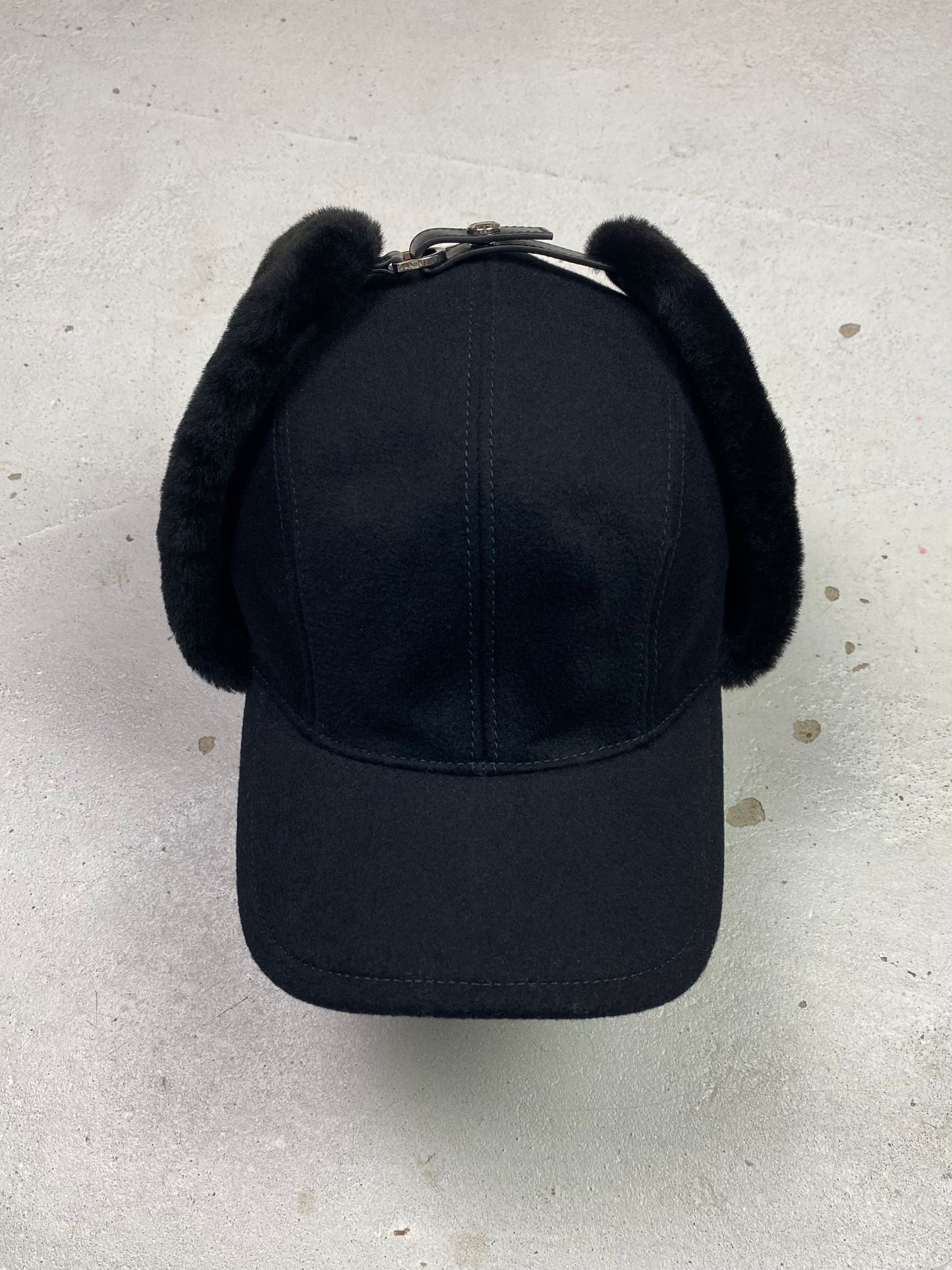 Prada Fur Lined Wool Trapper Cap