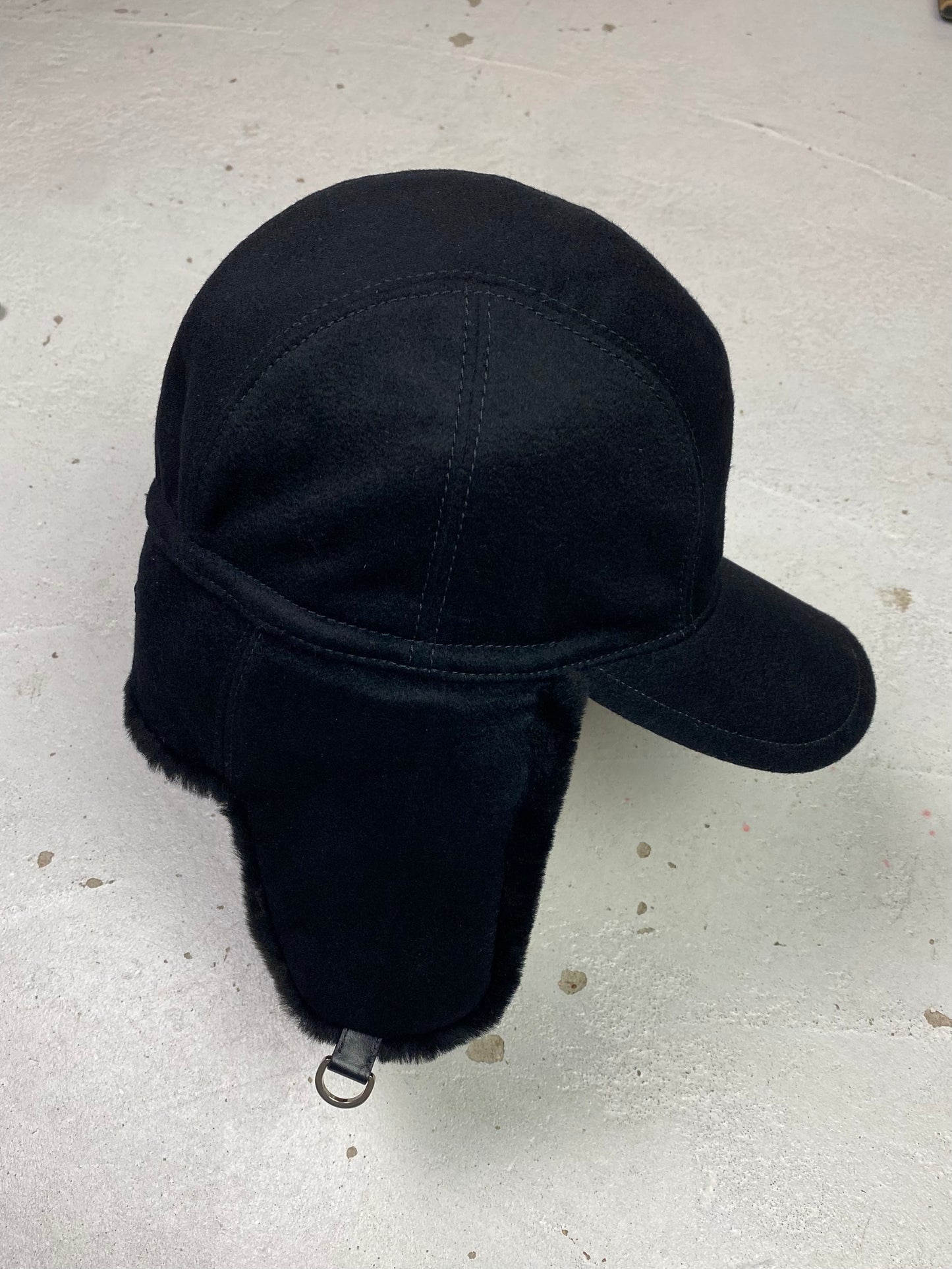 Prada Fur Lined Wool Trapper Cap