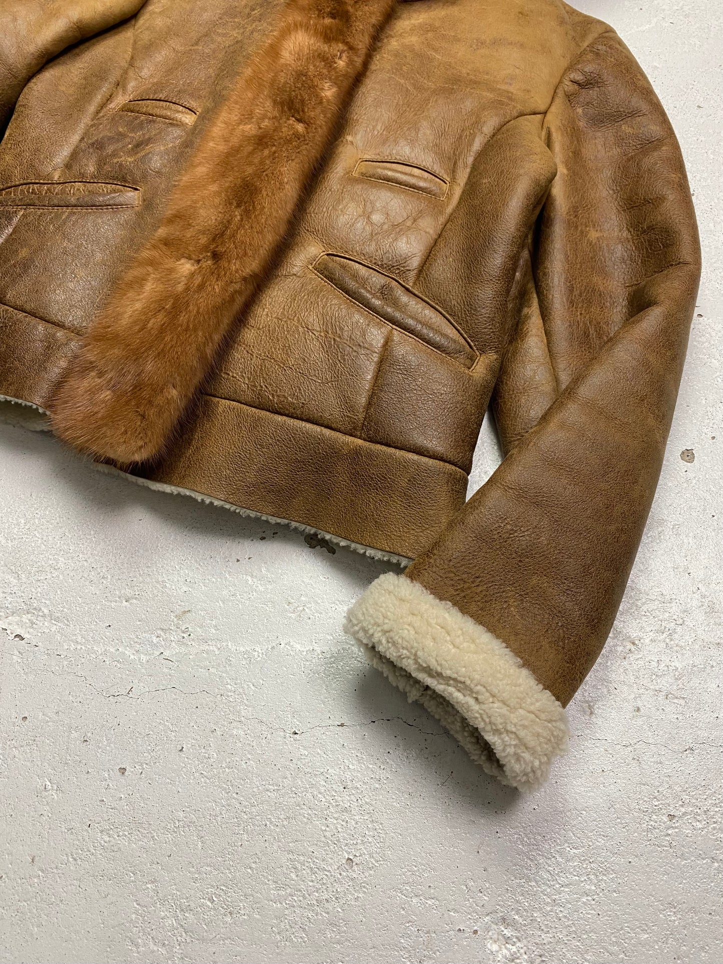 FW 04 Prada Shearling Lined Leather Jacket