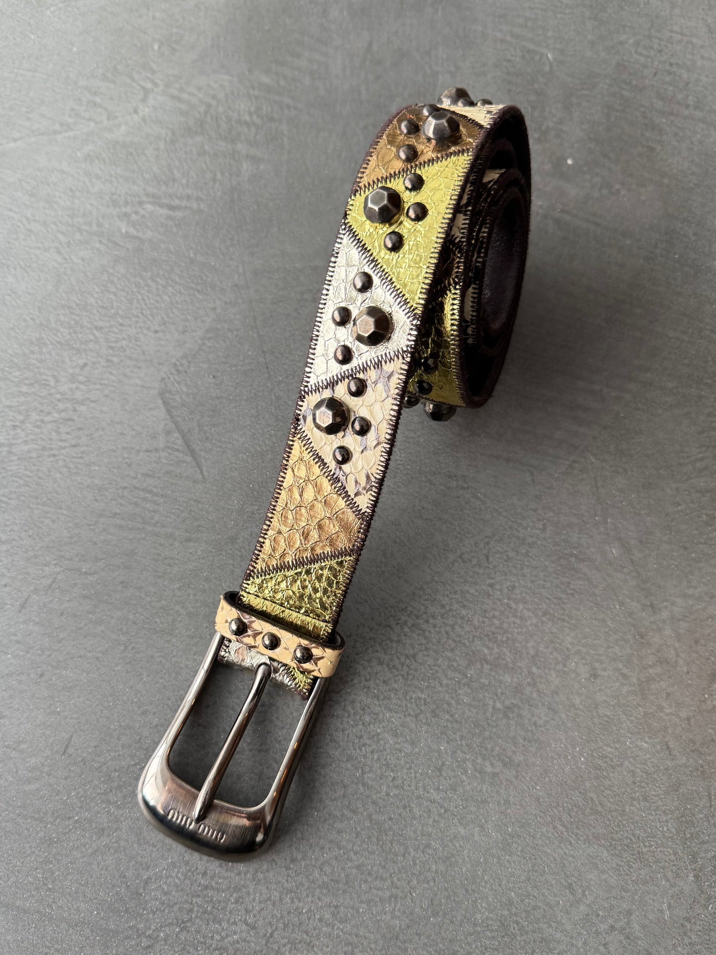 Miu Miu Studded Snakeskin Belt