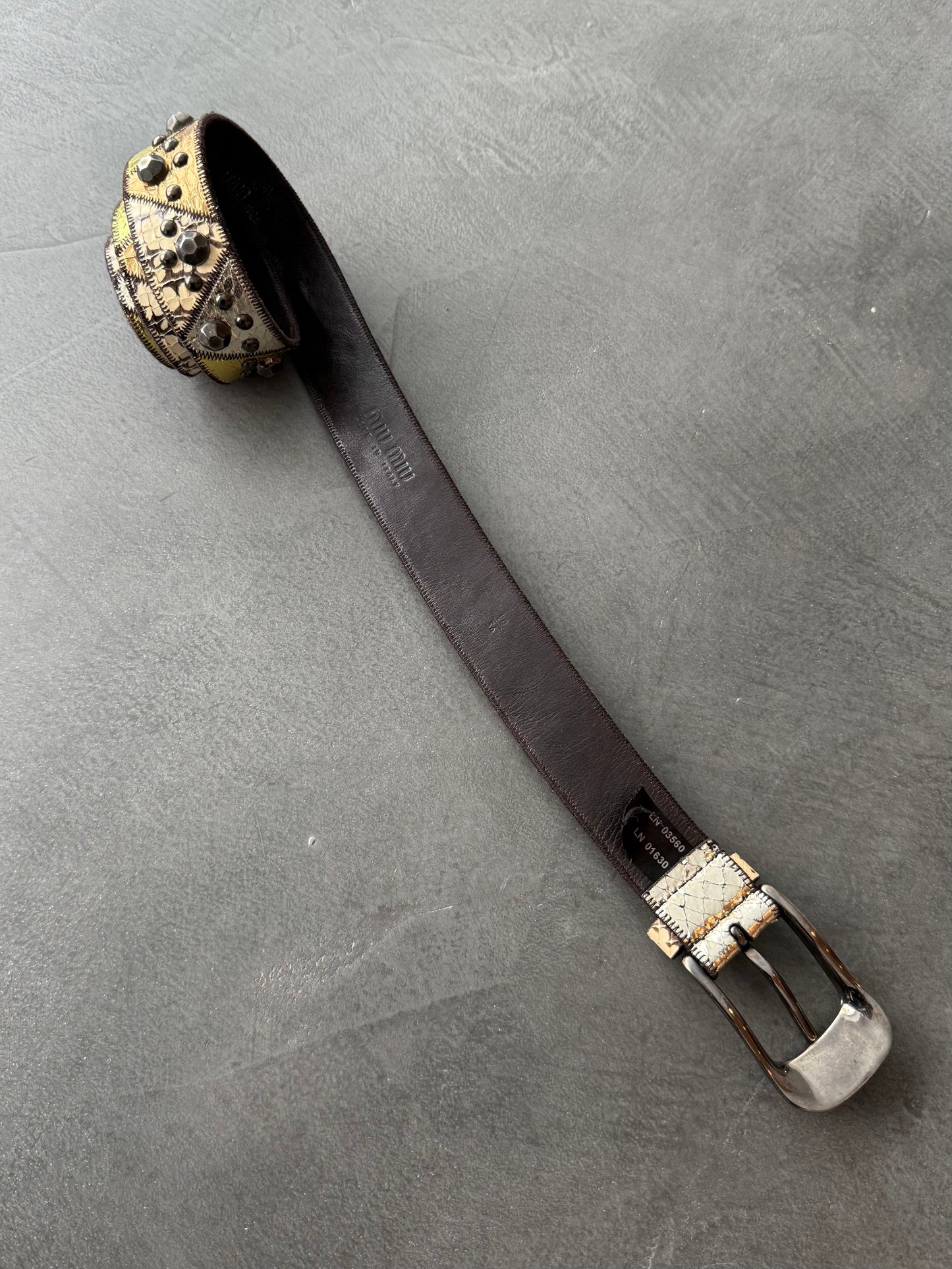 Miu Miu Studded Snakeskin Belt
