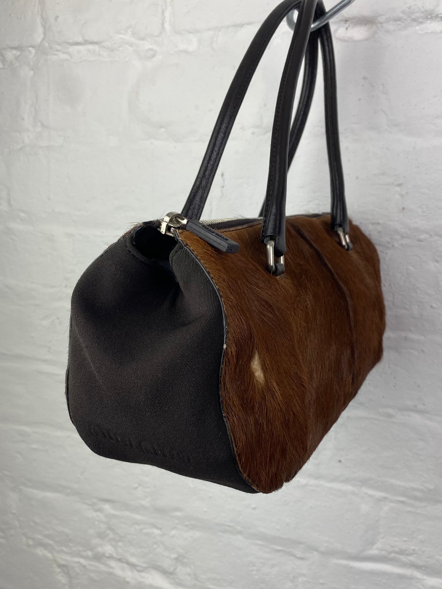 FW 99 Miu Miu Fur Barrel Bag