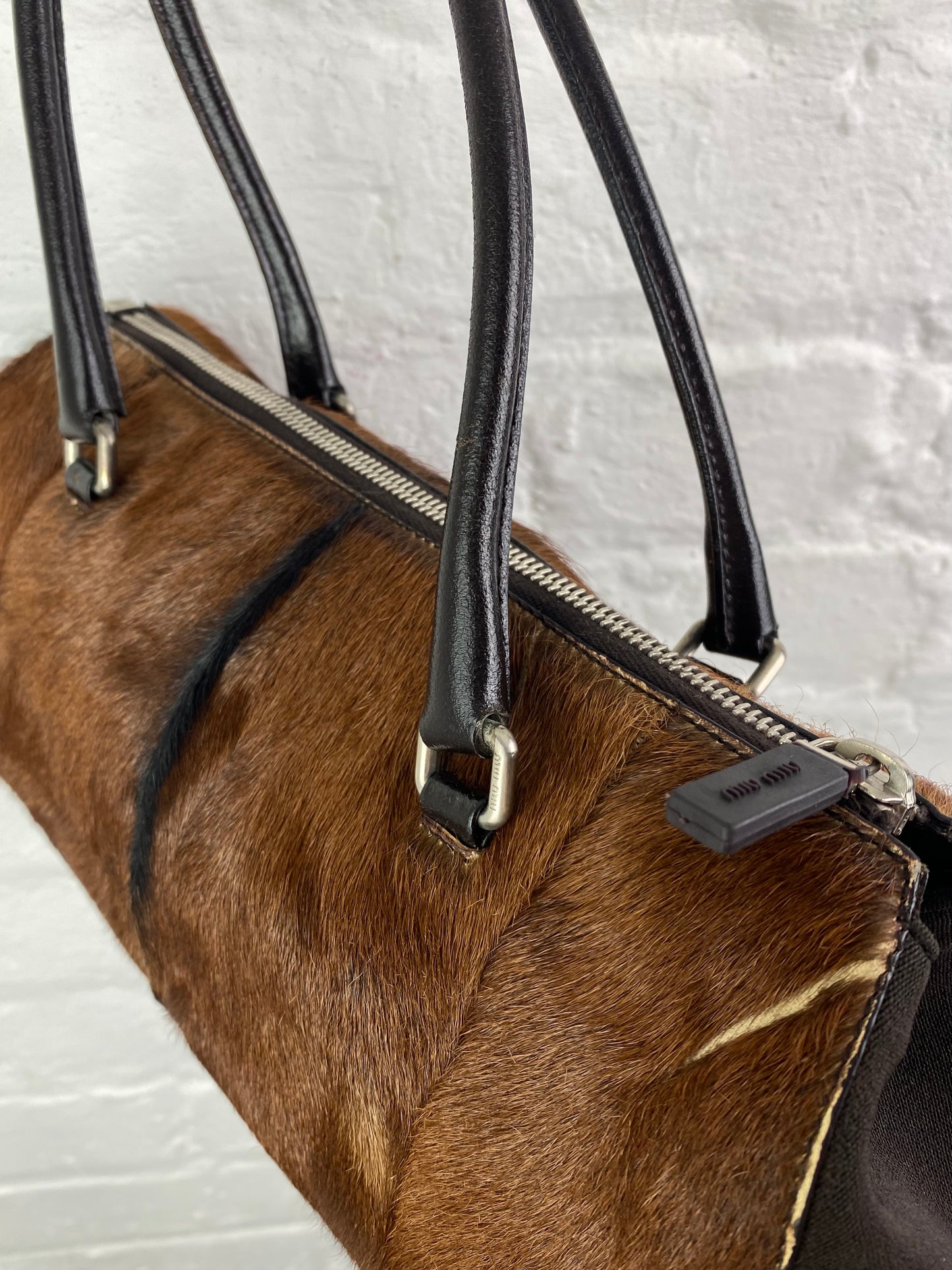 FW 99 Miu Miu Fur Barrel Bag