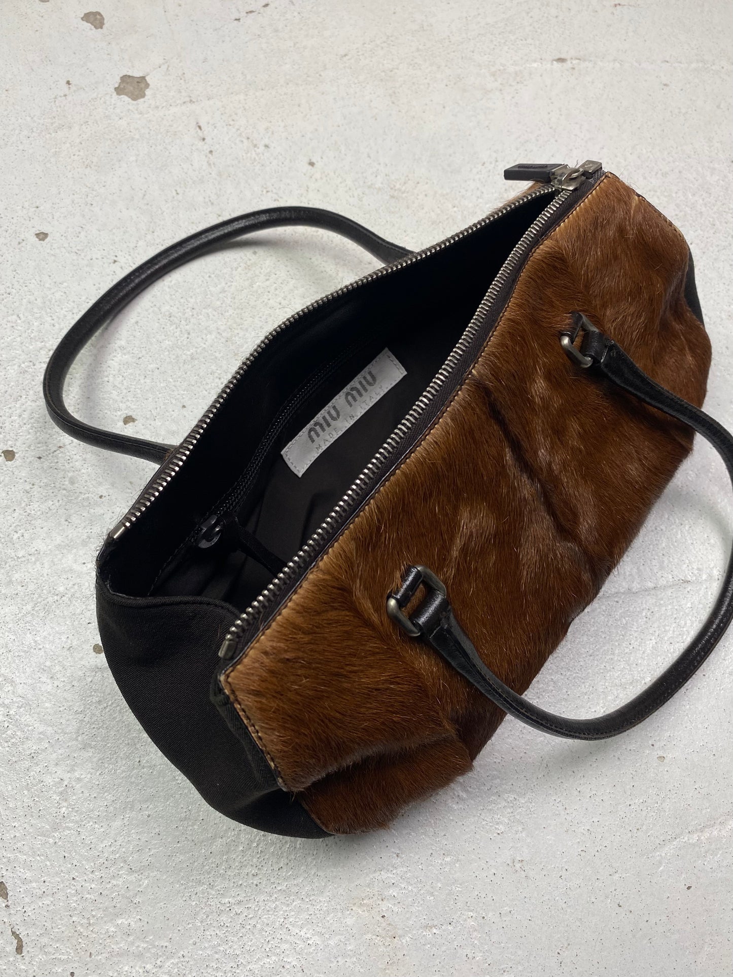 FW 99 Miu Miu Fur Barrel Bag